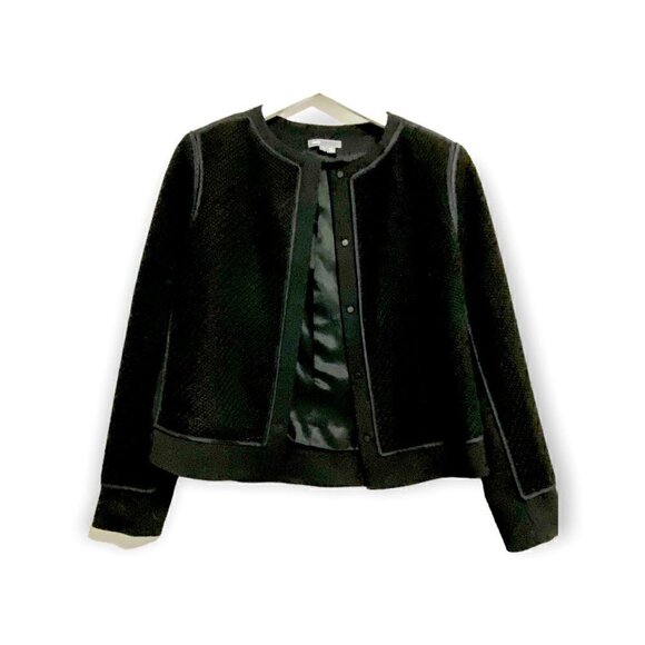 Vince Black Wool and Silk Boucle Overlay Jacket - Picture 3 of 14